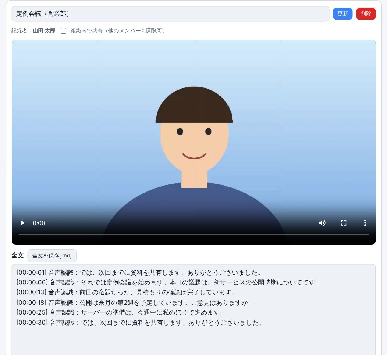 履歴の画面